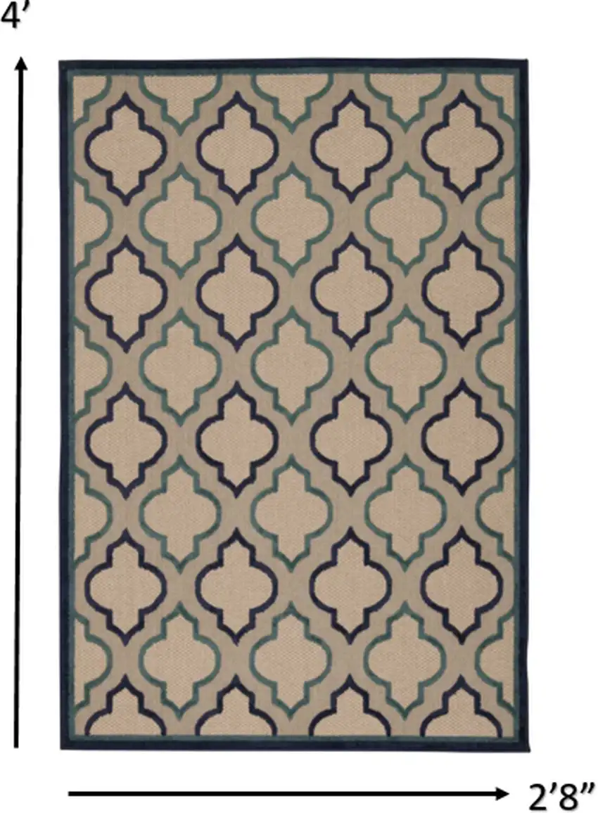 Navy Blue Trellis Indoor Outdoor Area Rug Photo 2