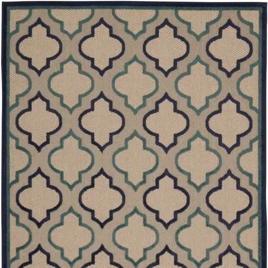 Blue And Ivory Geometric Indoor Outdoor Area Rug Photo 5