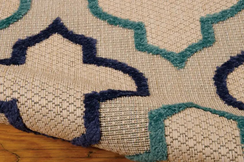 Blue And Ivory Indoor Outdoor Area Rug Photo 5