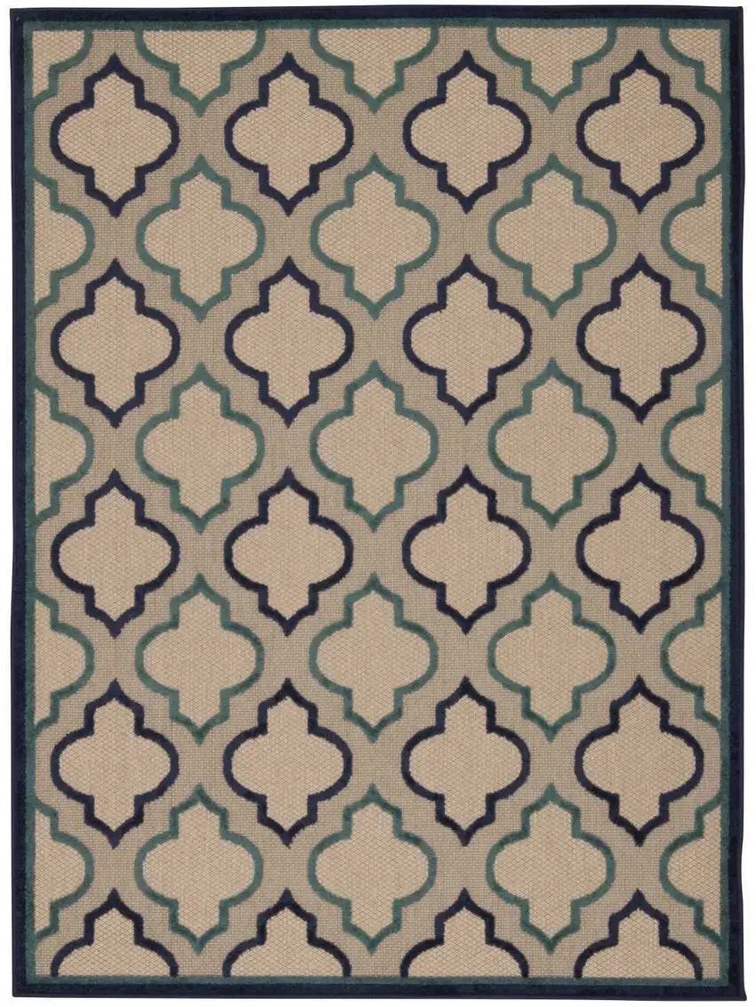 Blue And Ivory Indoor Outdoor Area Rug Photo 6