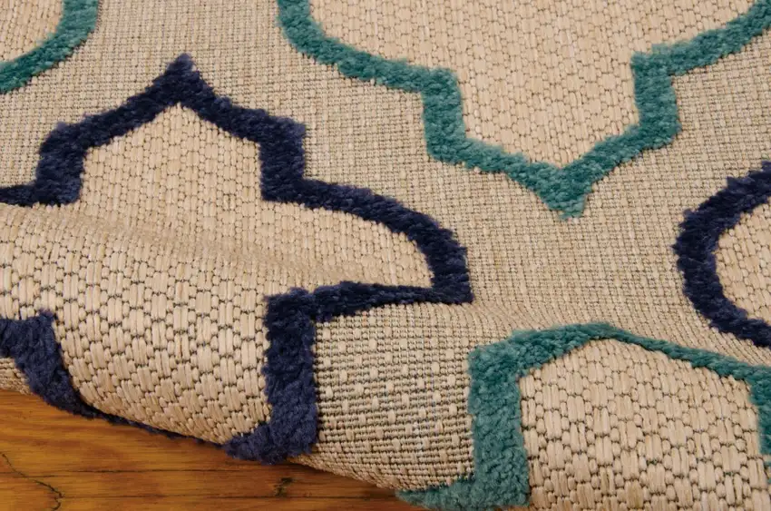 Navy Blue Trellis Indoor Outdoor Area Rug Photo 4