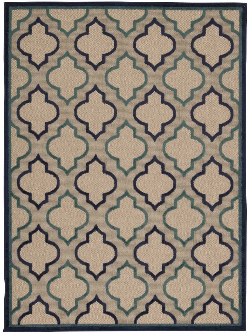 Navy Blue Trellis Indoor Outdoor Area Rug Photo 6