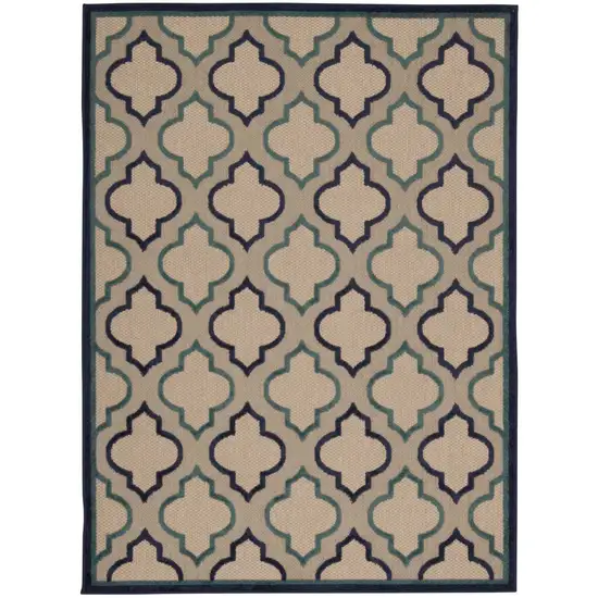 Navy Blue Trellis Indoor Outdoor Area Rug Photo 6