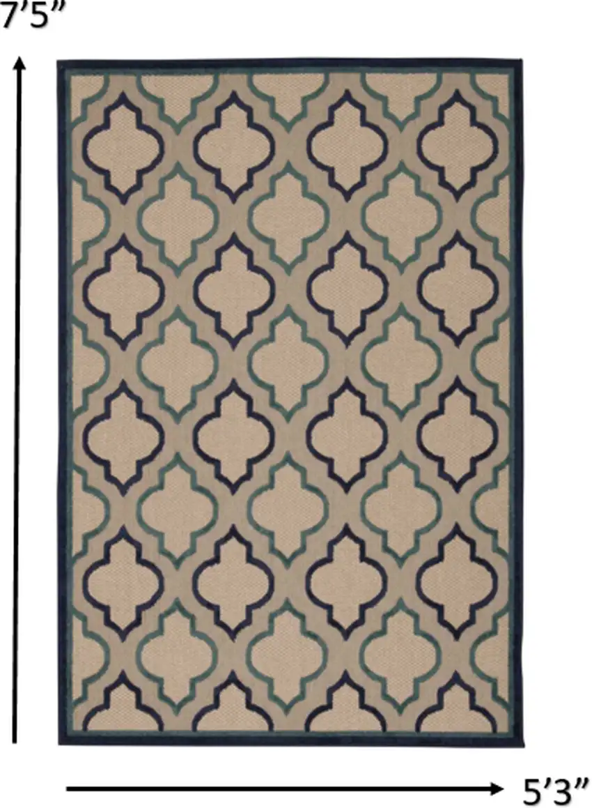 Navy Blue Trellis Indoor Outdoor Area Rug Photo 2