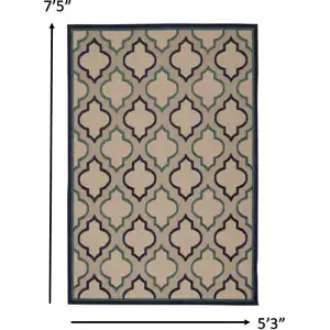Photo of Navy Blue Trellis Indoor Outdoor Area Rug