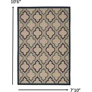 Photo of Navy Blue Trellis Indoor Outdoor Area Rug