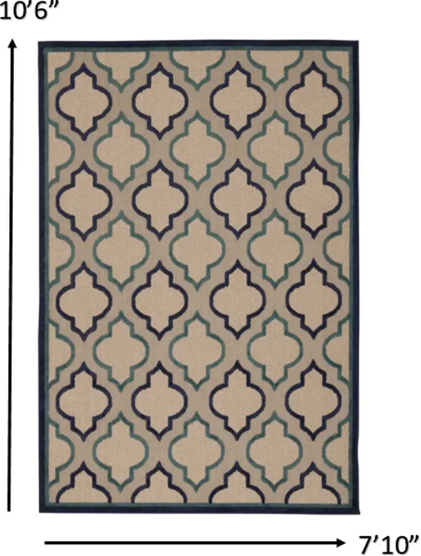 Navy Blue Trellis Indoor Outdoor Area Rug Photo 2