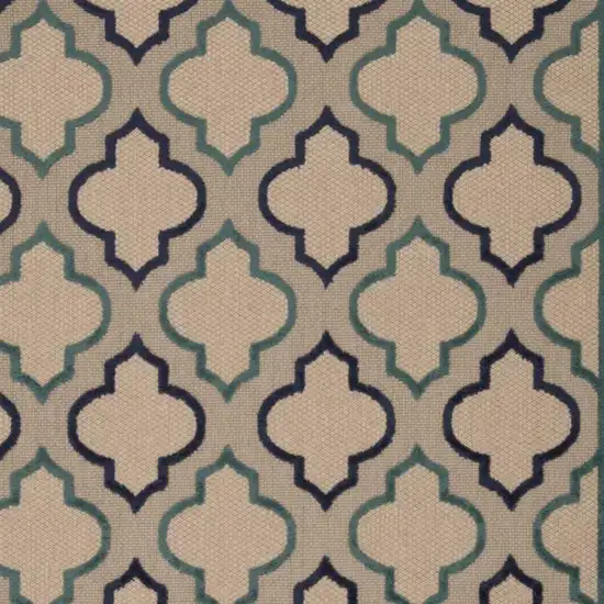 Blue And Ivory Geometric Indoor Outdoor Area Rug Photo 4