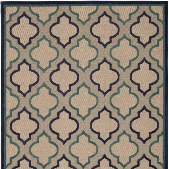 Blue And Ivory Geometric Indoor Outdoor Area Rug Photo 6