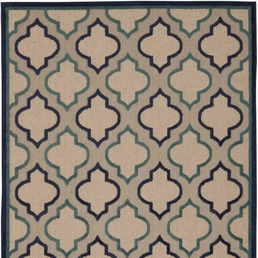 Blue And Ivory Geometric Indoor Outdoor Area Rug Photo 6