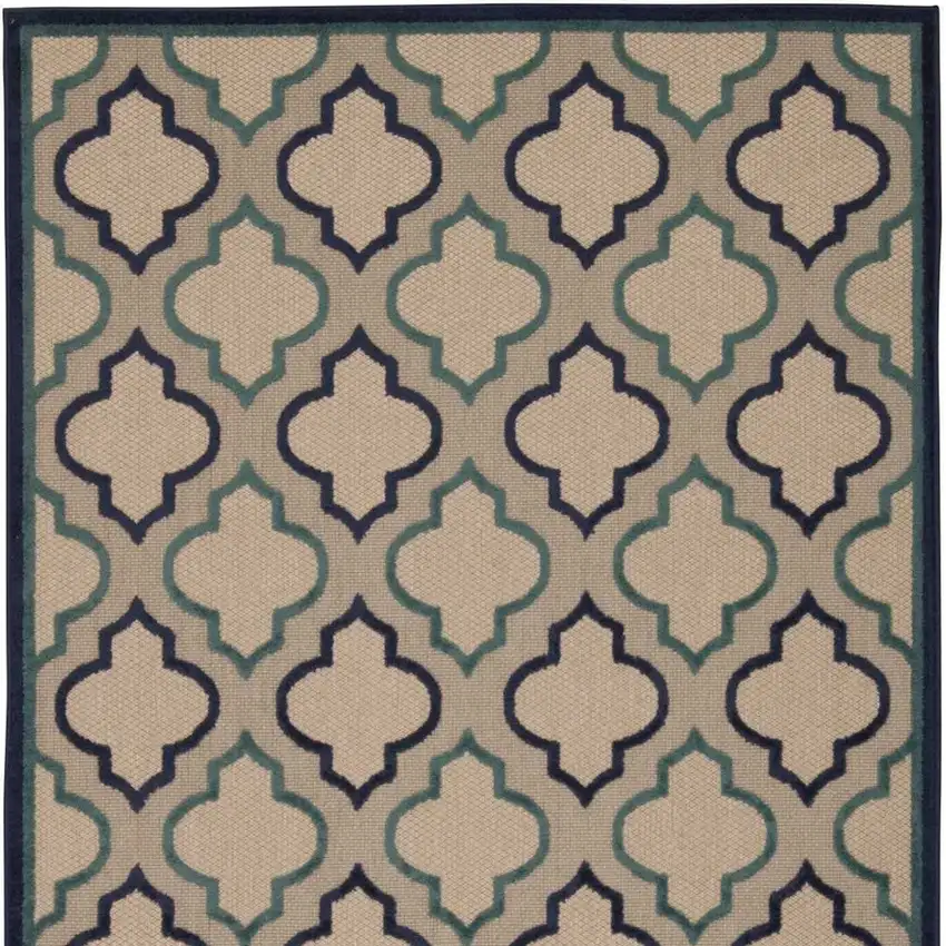 Navy Blue Trellis Indoor Outdoor Area Rug Photo 6