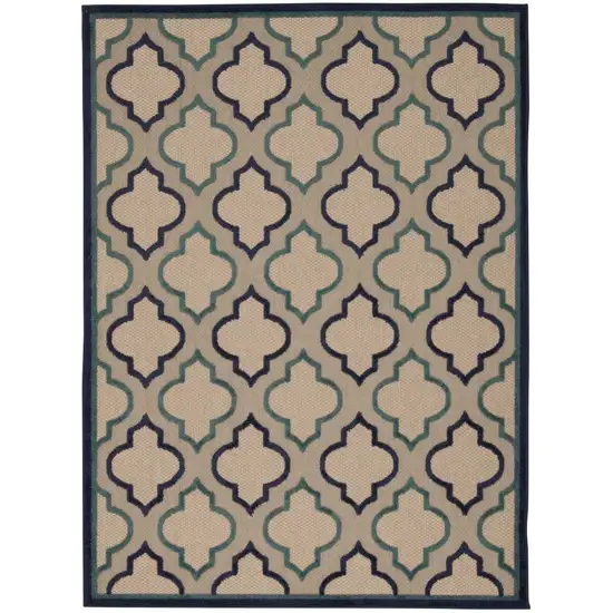 Blue And Ivory Geometric Indoor Outdoor Area Rug Photo 1