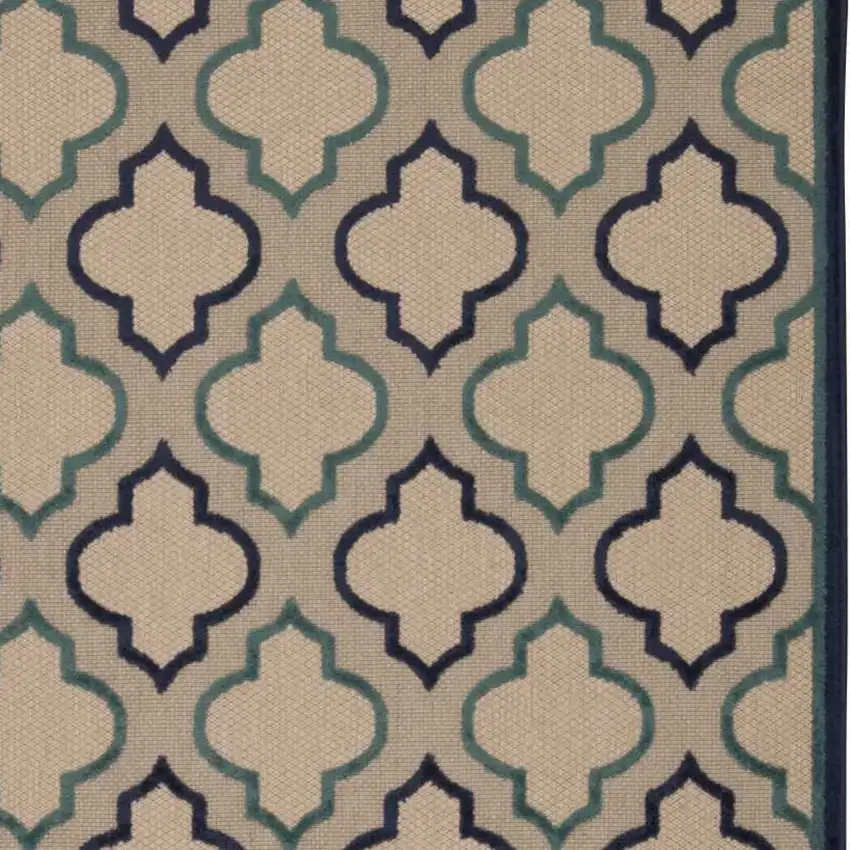 Navy Blue Trellis Indoor Outdoor Area Rug Photo 5