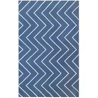 Photo of Navy Blue Waves Stain Resistant Indoor Outdoor Area Rug