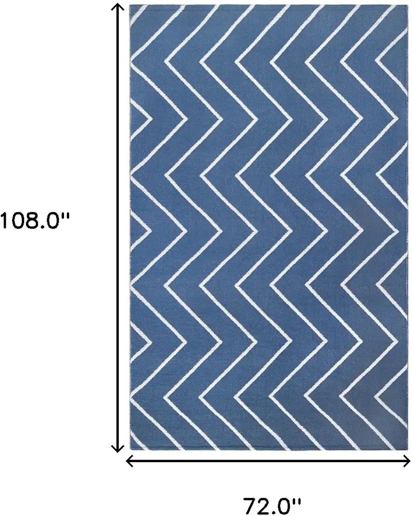 Navy Blue Waves Stain Resistant Indoor Outdoor Area Rug Photo 9