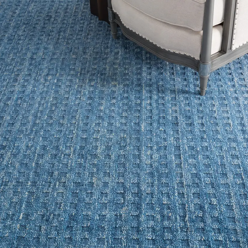 Navy Blue Wool Area Rug Photo 6