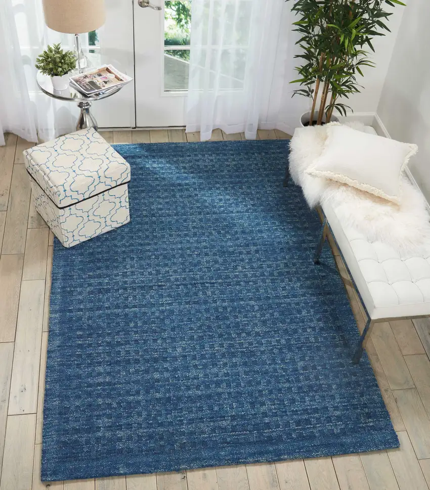 Navy Blue Wool Area Rug Photo 5