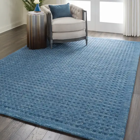 Navy Blue Wool Area Rug Photo 7