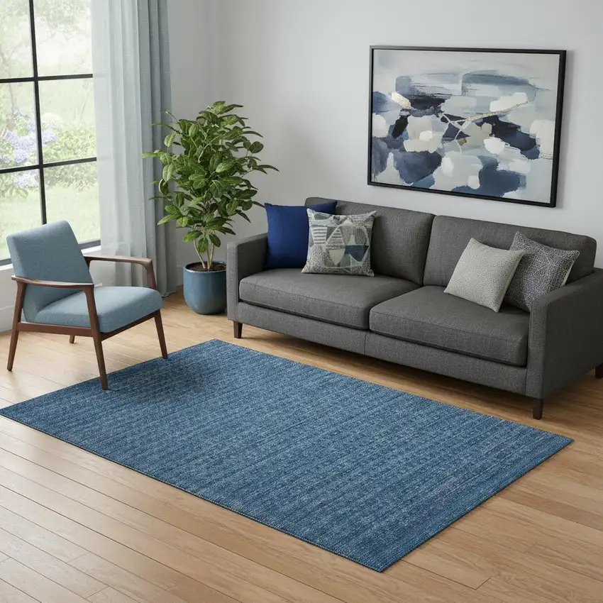 Navy Blue Wool Area Rug Photo 1