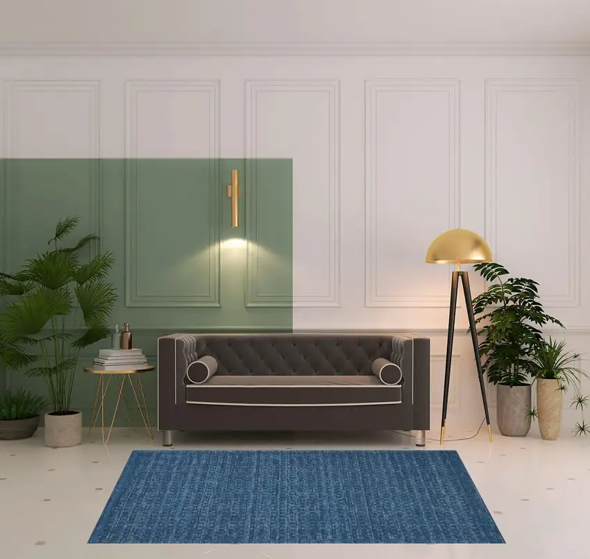 Navy Blue Wool Area Rug Photo 1