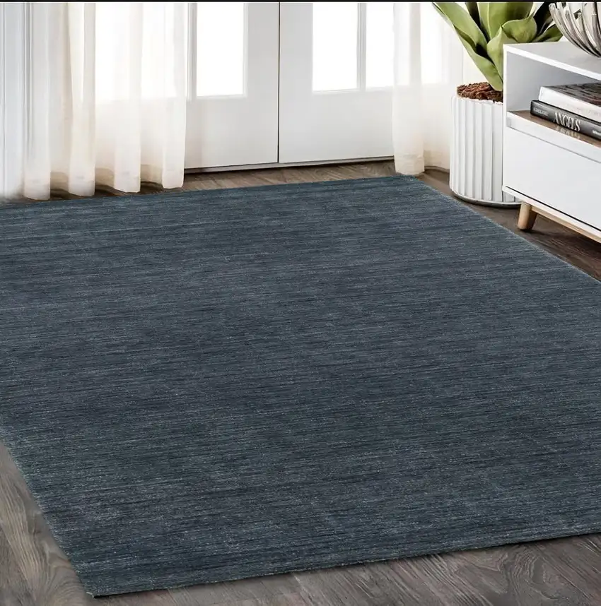 Navy Blue Wool Hand Tufted Area Rug Photo 1