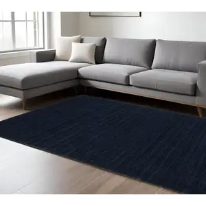 Photo of Navy Blue Wool Hand Tufted Area Rug
