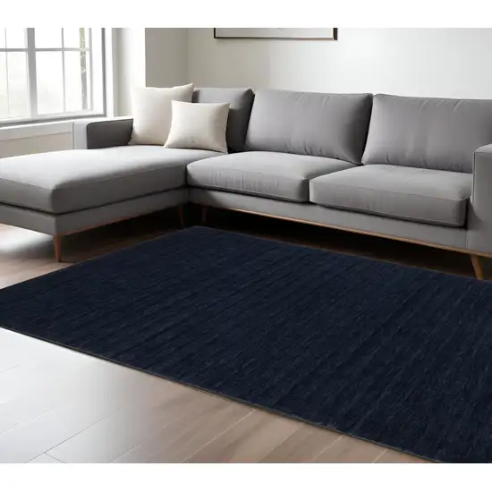 Navy Blue Wool Hand Tufted Area Rug Photo 1