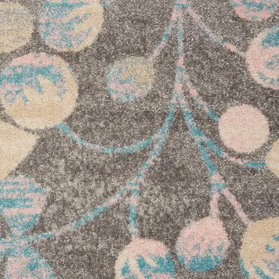 Navy Blue and Beige Botanical Leaves Area Rug Photo 1