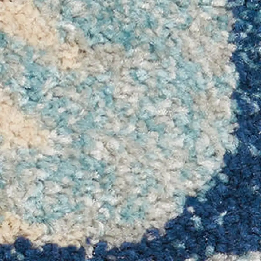 Navy Blue and Beige Botanical Leaves Area Rug Photo 1