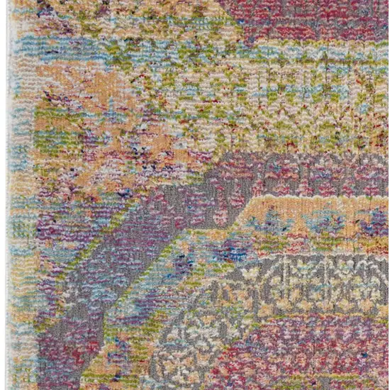 Navy Blue and Gold Floral Medallion Distressed Non Skid Area Rug Photo 7