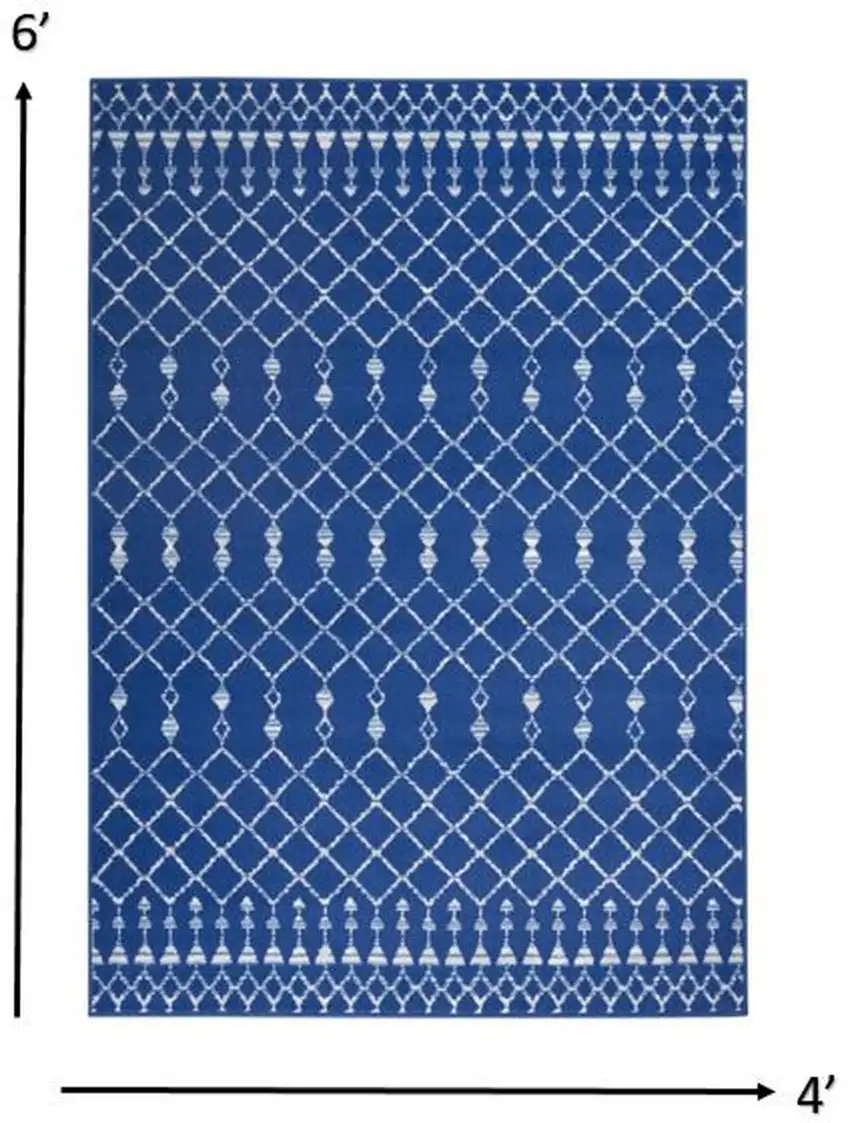 Navy Blue and Ivory Berber Pattern Area Rug Photo 6