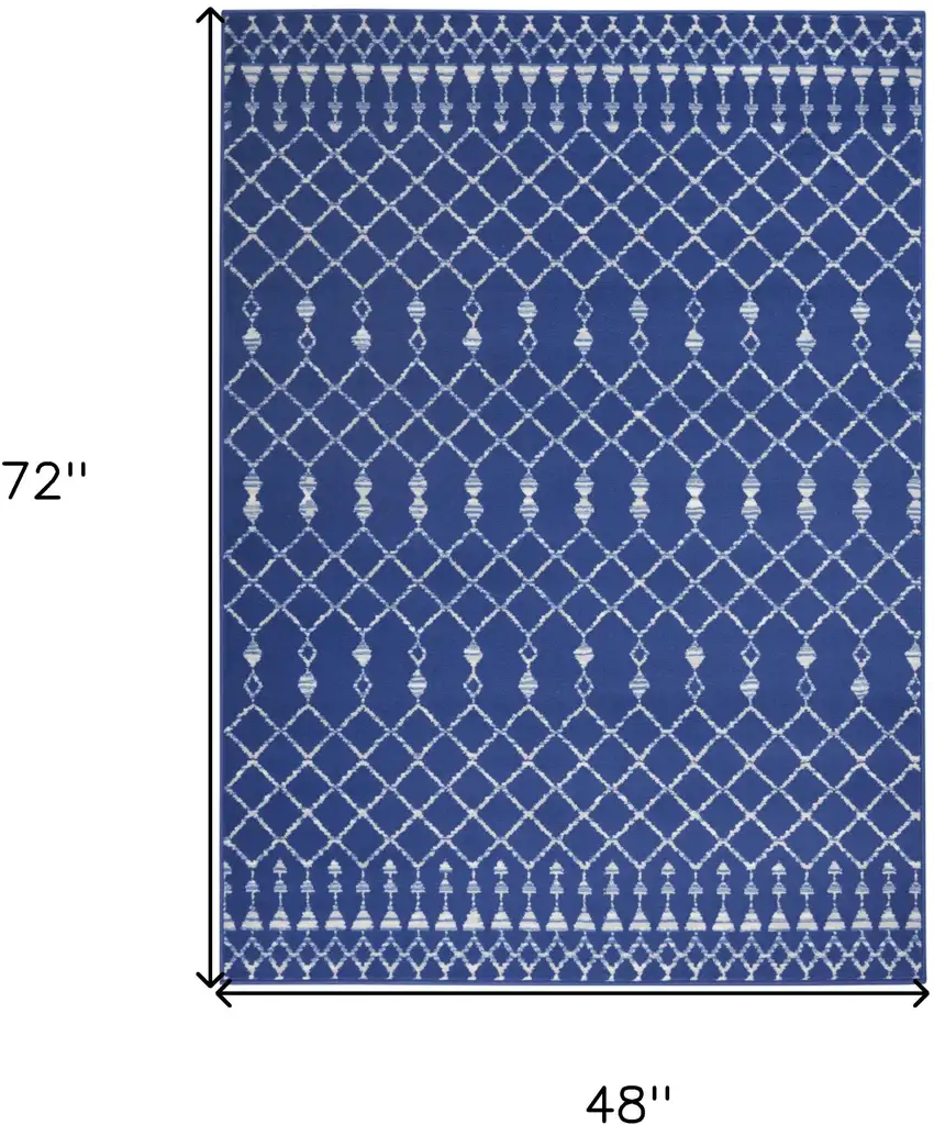 Ivory And Blue Geometric Area Rug Photo 3