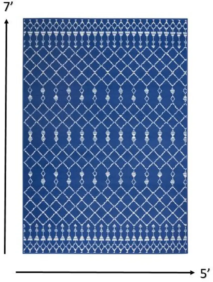 Navy Blue and Ivory Berber Pattern Area Rug Photo 6