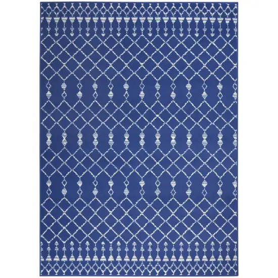 Ivory And Blue Geometric Area Rug Photo 8