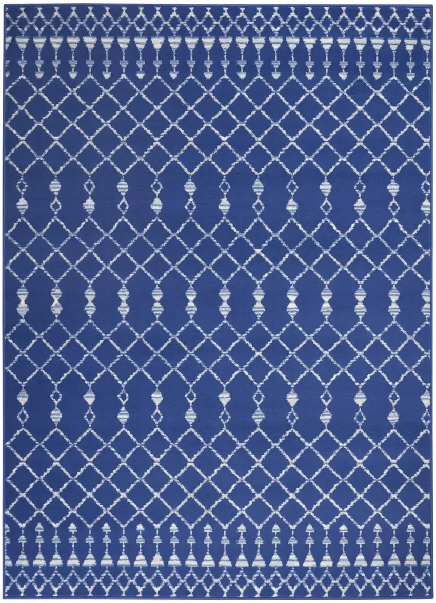 Ivory And Blue Geometric Area Rug Photo 8