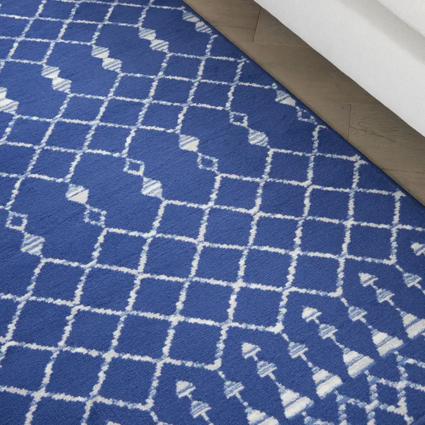 Ivory And Blue Geometric Area Rug Photo 9