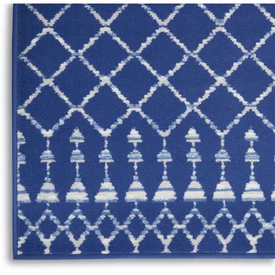 Ivory And Blue Geometric Area Rug Photo 8
