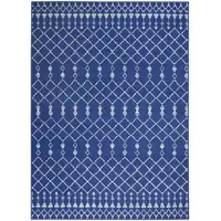 Photo of Navy Blue and Ivory Berber Pattern Area Rug