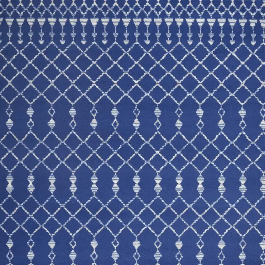 Ivory And Blue Geometric Area Rug Photo 1