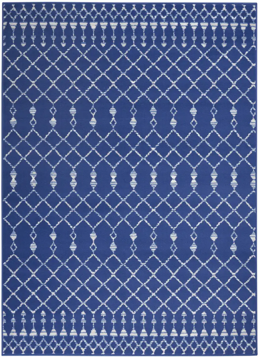 Navy Blue and Ivory Berber Pattern Area Rug Photo 1