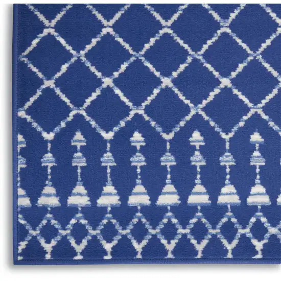 Ivory And Blue Geometric Area Rug Photo 8