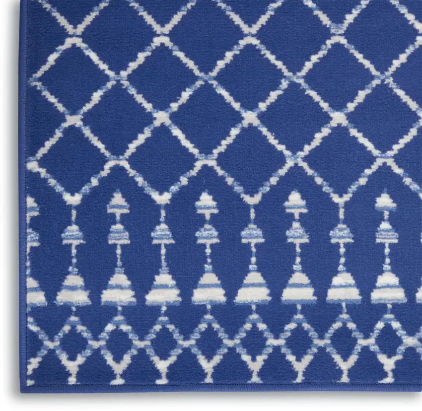 Ivory And Blue Geometric Area Rug Photo 8