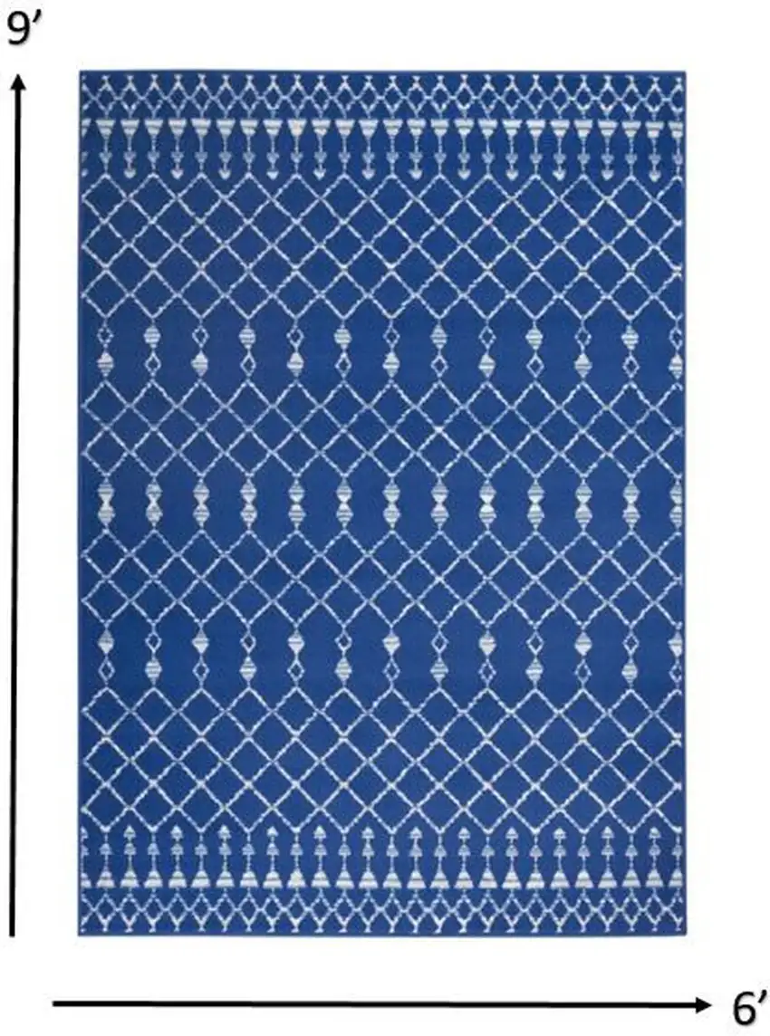 Navy Blue and Ivory Berber Pattern Area Rug Photo 6