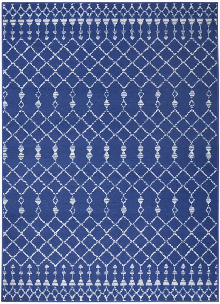 Navy Blue and Ivory Berber Pattern Area Rug Photo 9