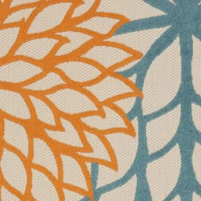 Navy Blue and Ivory Damask Distressed Non Skid Area Rug Photo 3