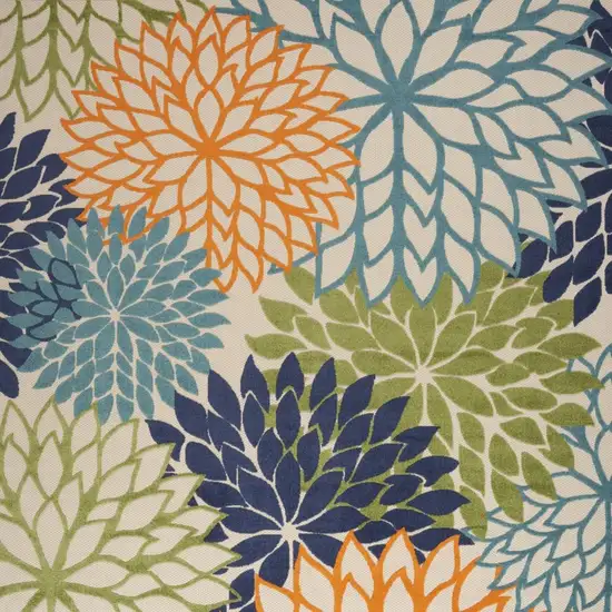 Navy Blue and Ivory Damask Distressed Non Skid Area Rug Photo 6