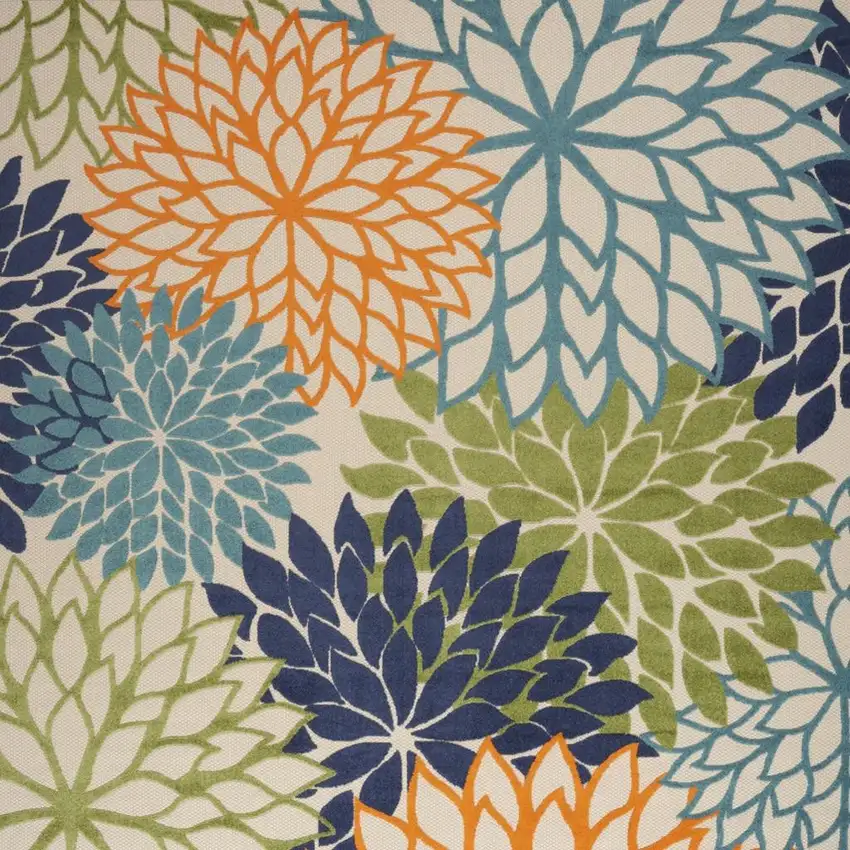 Navy Blue and Ivory Damask Distressed Non Skid Area Rug Photo 6