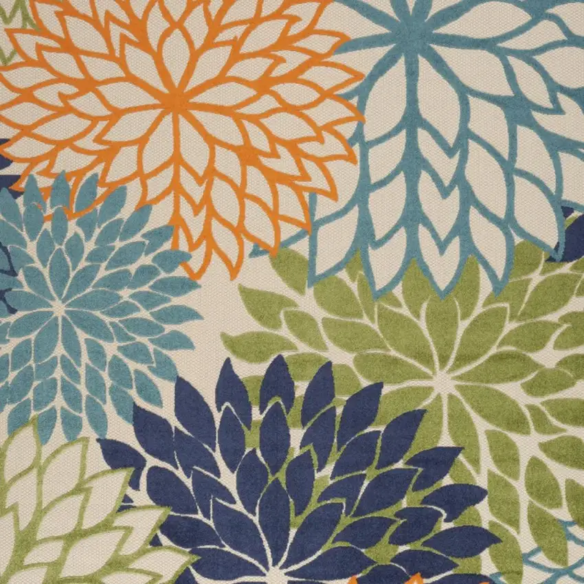 Navy Blue and Ivory Damask Distressed Non Skid Area Rug Photo 1