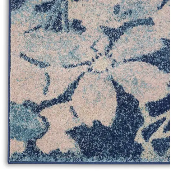Navy Blue and Ivory Floral Area Rug Photo 7