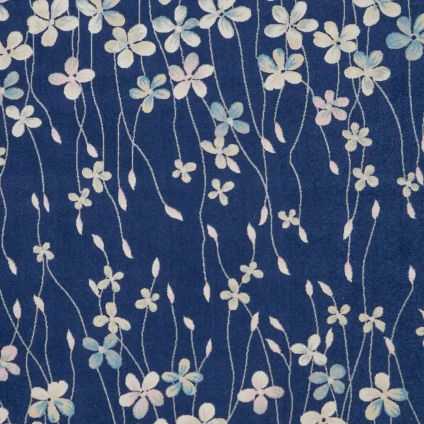 Navy Blue and Ivory Floral Area Rug Photo 7